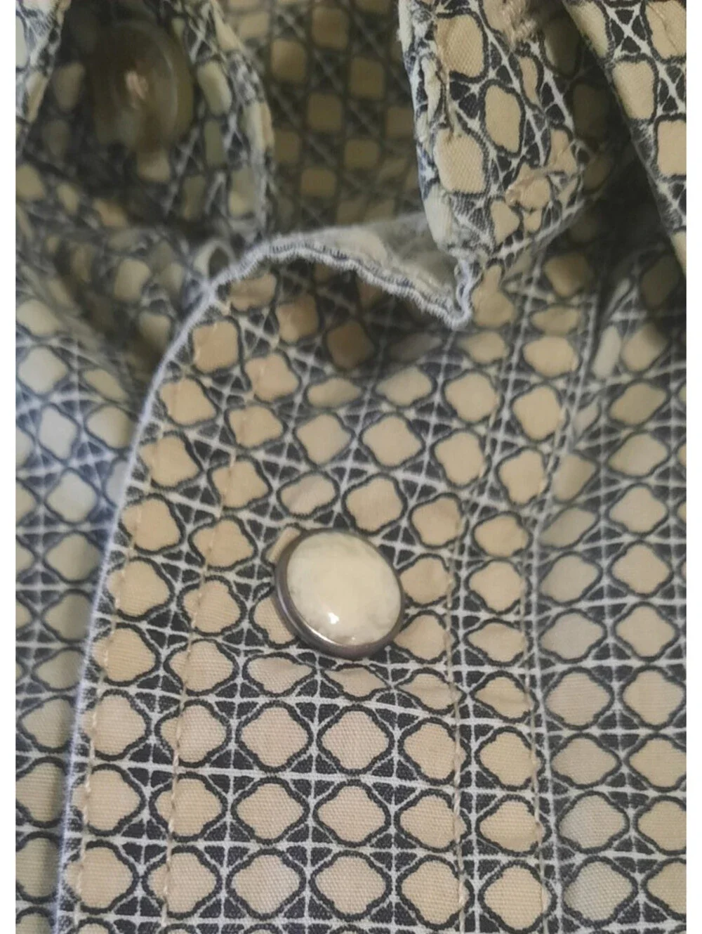 RESISTOL Mens Long Sleeve Western Shirt XL Tan Black Pearl Snaps Gray Marbling